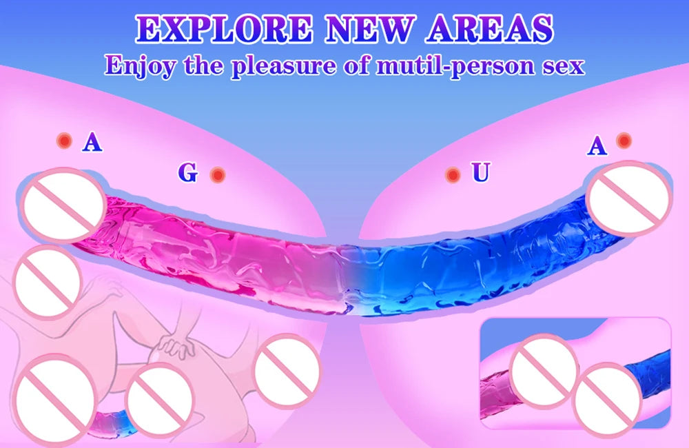 Double Ended Realistic Dildo Flexible Dildos Long Dong for Double Sided Anal Play G-spot Stimulator Sex Toys for Women Couple
