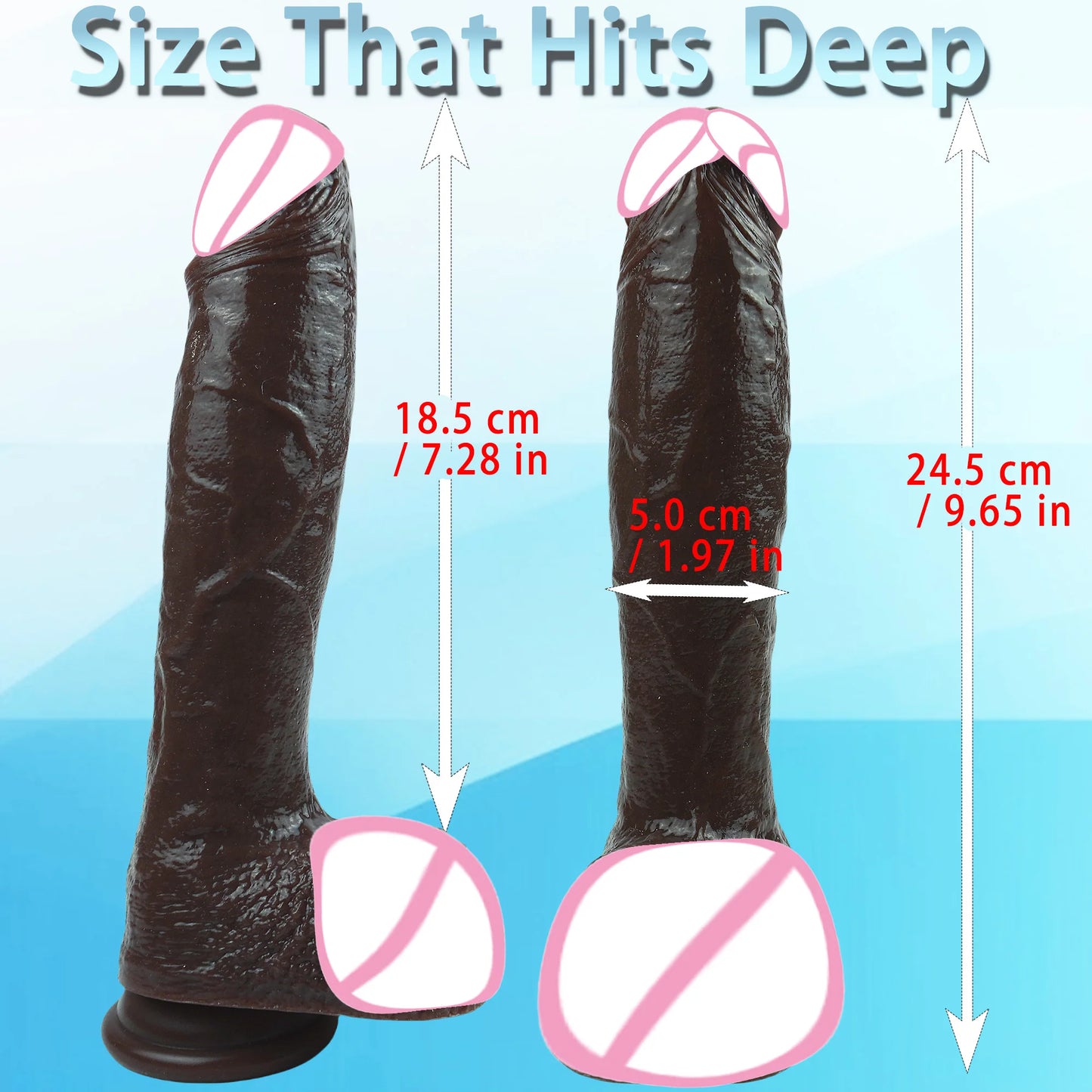 9.65 Inch Realistic Dildo for Women – Liquid Silicone, Waterproof, Suction Cup Base, Soft Skin Texture, Adult Toy, Drop Shipping