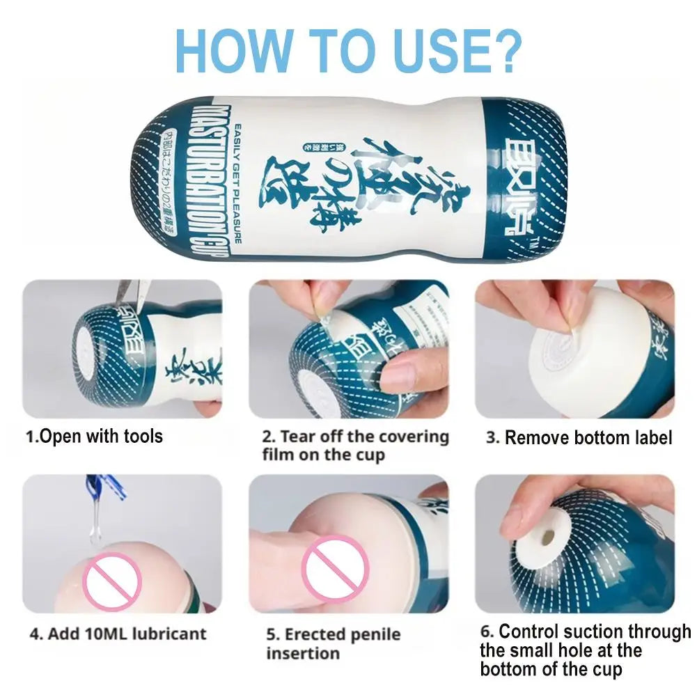 Realistic Male Masturbator with Suction & Thrusting - Portable Pocket Pussy, Discreet Sex Toy for Men