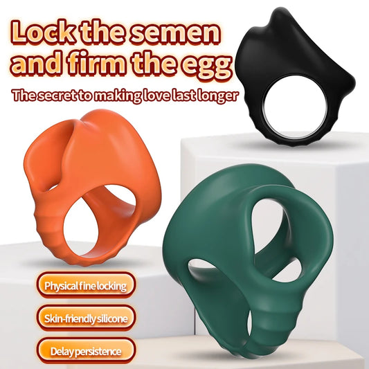 Silicone Penis Cock Ring Delay Ejaculation Erection Chastity Cage Adjustable Scrotum Bondage Lock Cockring Adult Sex Toy for Men