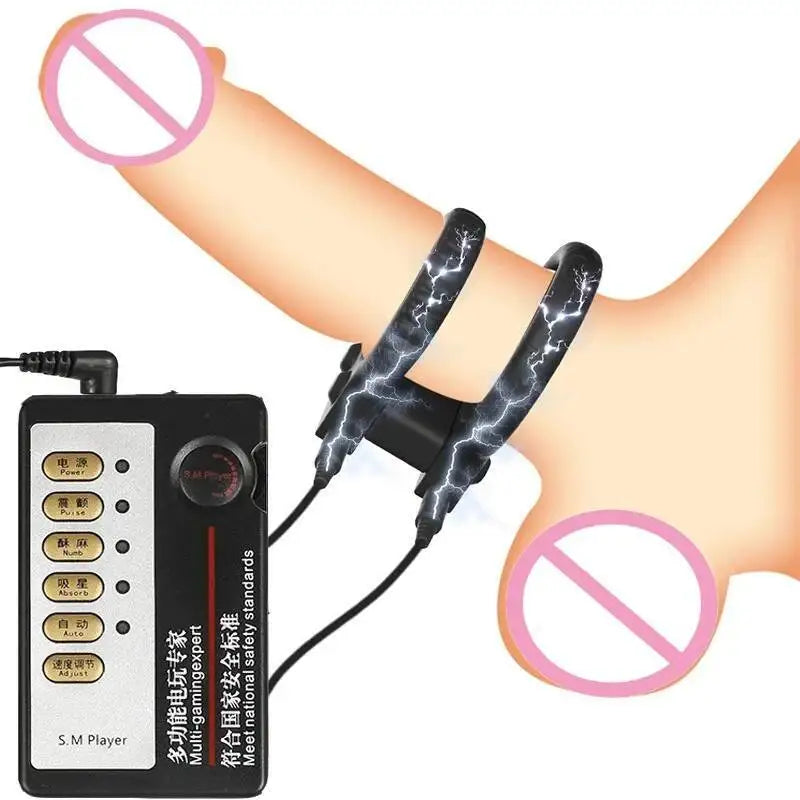 Electric Shock Penis Ring Sex Toy For Men Electro Stimulation Device Delay Ejaculation Bdsm Couple Play Enhancer Adult Gadget