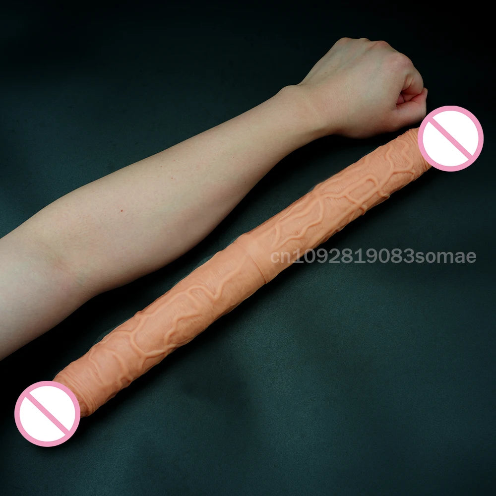 Dual-Ended Dildo for Women -Flexible Realistic Double Penetration Adult Toy, Soft Waterproof Phallus for Vaginal Anal Stimulatio