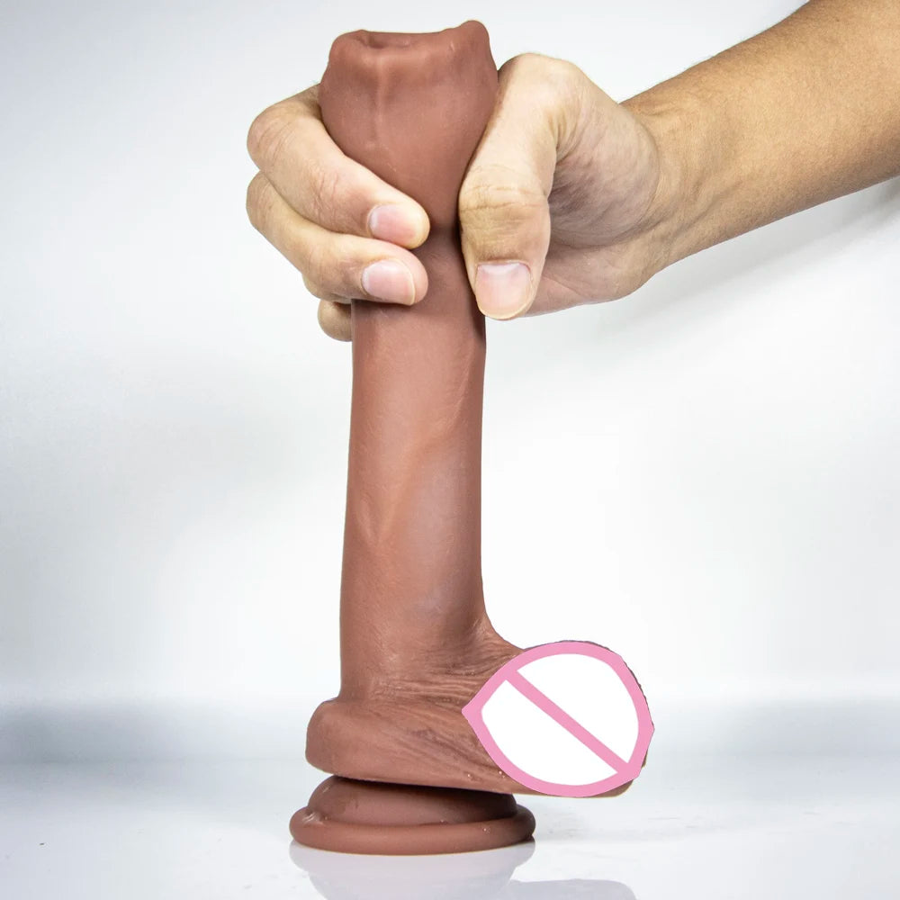 Realistic Dildos for Women Skin Sliding Foreskin Testicles Dildo Anal Vaginal Stimulation Strapon Big Penis Sex Toys for Woman