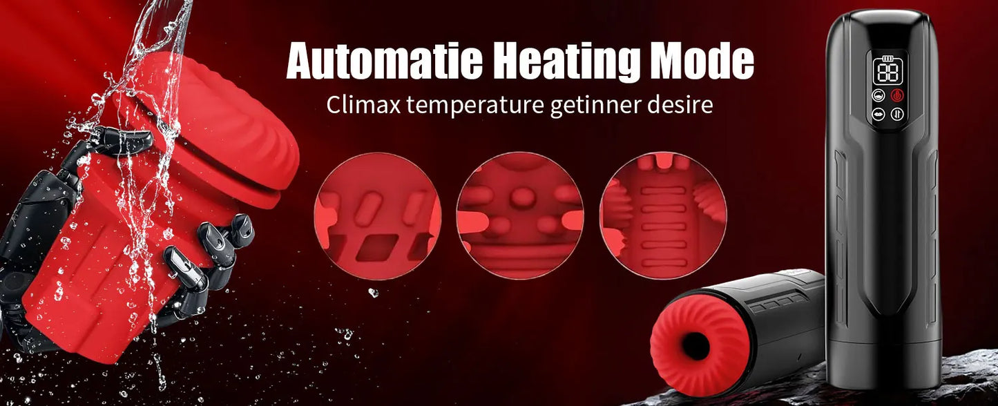 Male Sex Toys Penis Pump with 9 Sucking & Vibrating & Thrusting 3D Textured Sleeve Heating Blowjob Mens Sex Toy Adult Toys LCD