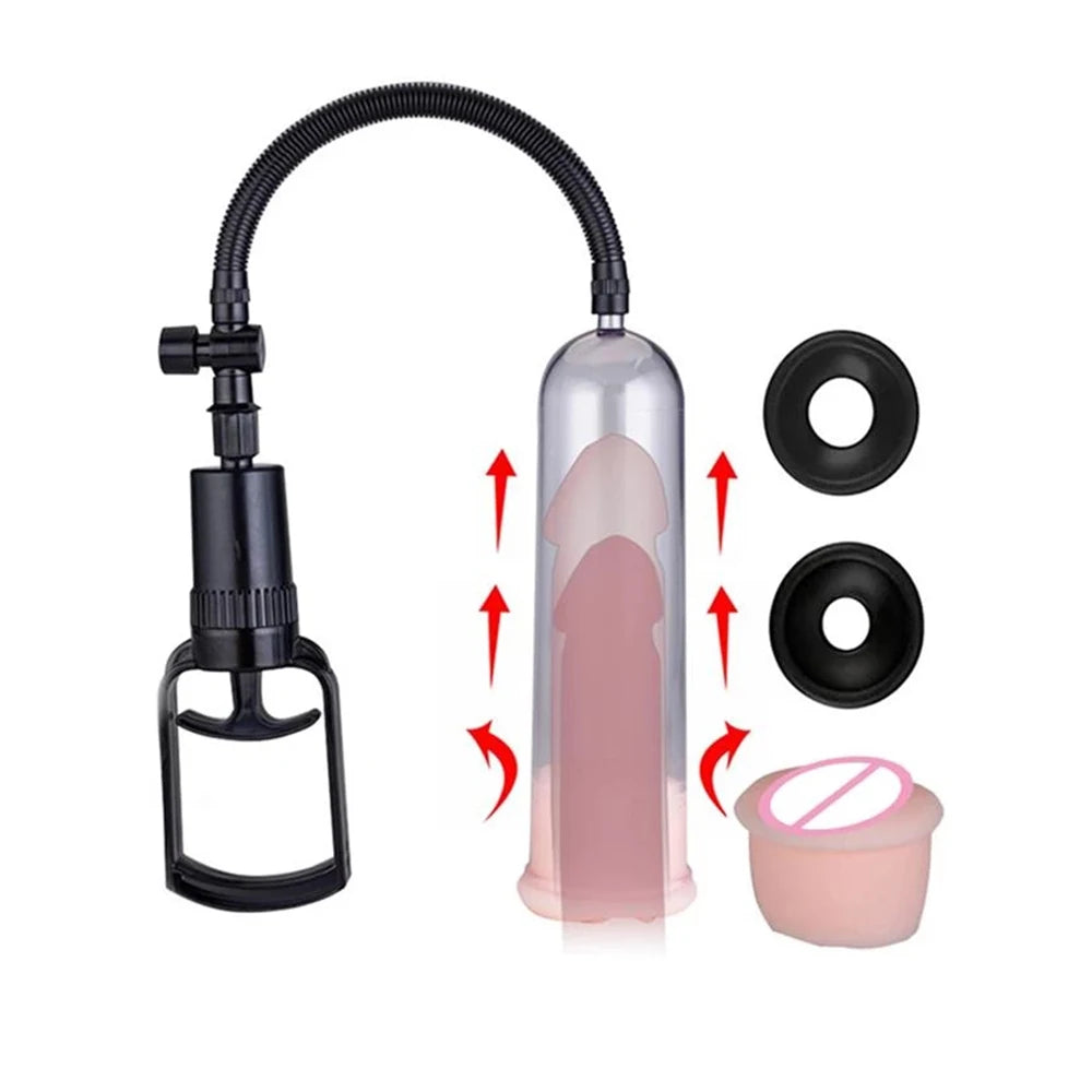 Penis Pump Sex Toys for Men Male Masturbator Penis Extender Vacuum Pump Penis Enlargement Enhancer Dick Trainer Massager Ring