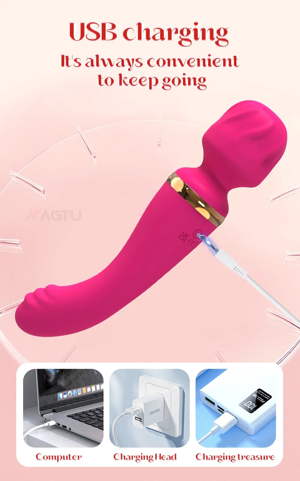 AV Magic Wand Massage G-spot Vibrator Clitoral Stimulator Female Masturbation Dildos Vibrator for Women Rechargeable