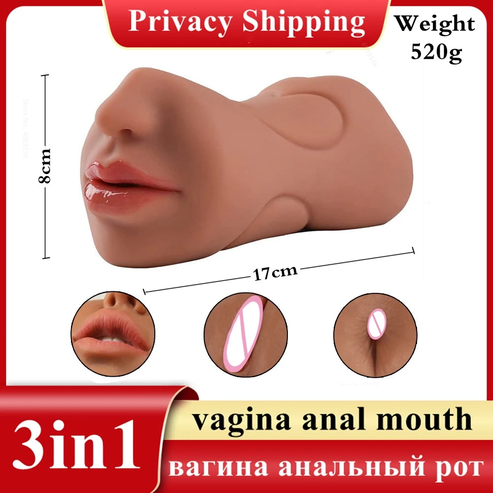 Sex Toys 3 In 1 For Adults Rubber Vagina Mastribution for Man Erotic Products Artificial Pussy Toy Male Masturbator Adult Goods