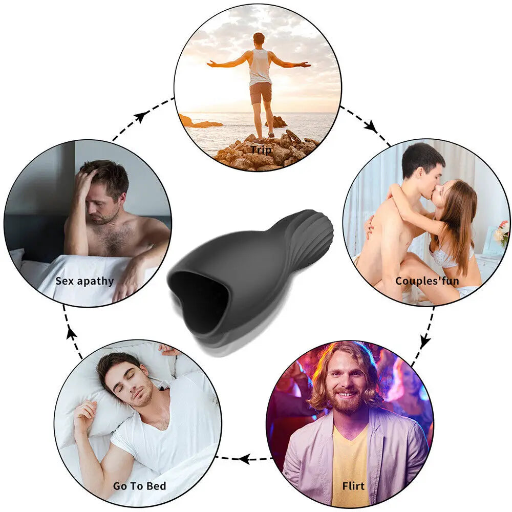 Male Glans Stimulate Massager 10 Modes Penis Delay Trainer Vibrator Rotate Masturbator Automatic Oral Climax Sex Sex Toy For Men