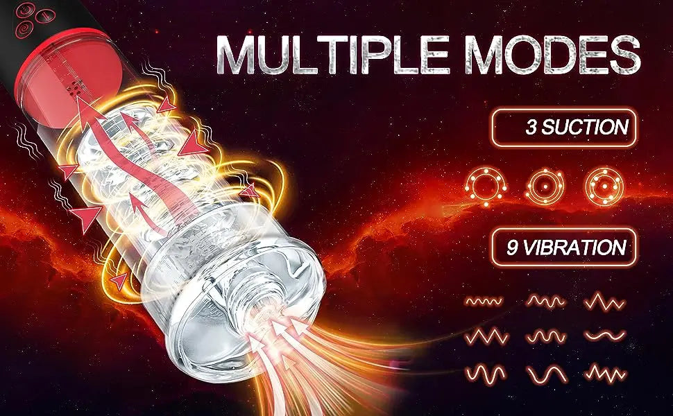 Male Masturbator Penis Pump Men Sex Toy Pocket Pussy Stroker 3D Realistic Textured 9 Vibration & 3 Suction Blowjob Machine