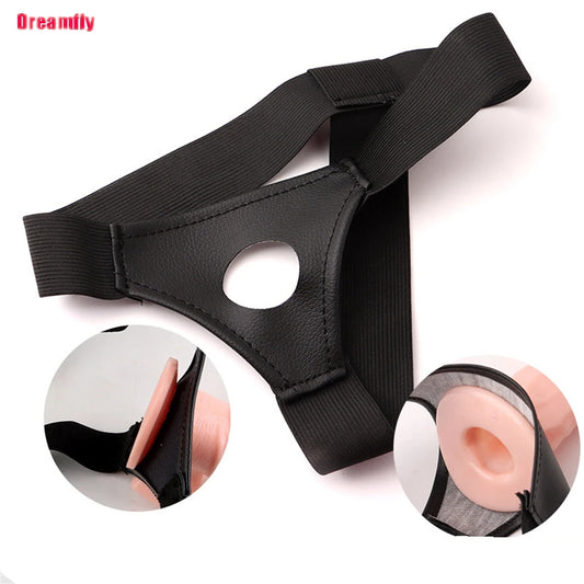 Men Strap On Dildo Panties Wearable Hollow Penis Lengthen Sleeve Strapon Harness Belt for Man Sex Toys For Woman