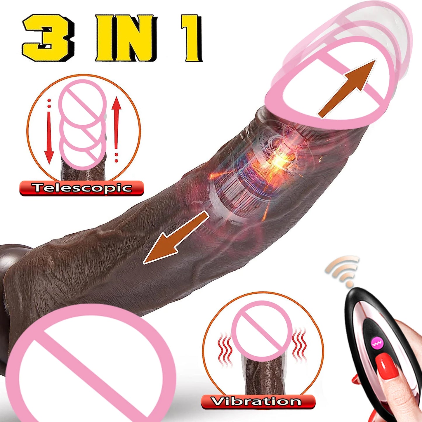 Black Dildos Vibrators Realistic Dildo Penis Adult Sex Toys for Women Telescopic Vibrating Heating Vibrator Anal Masturbator 18