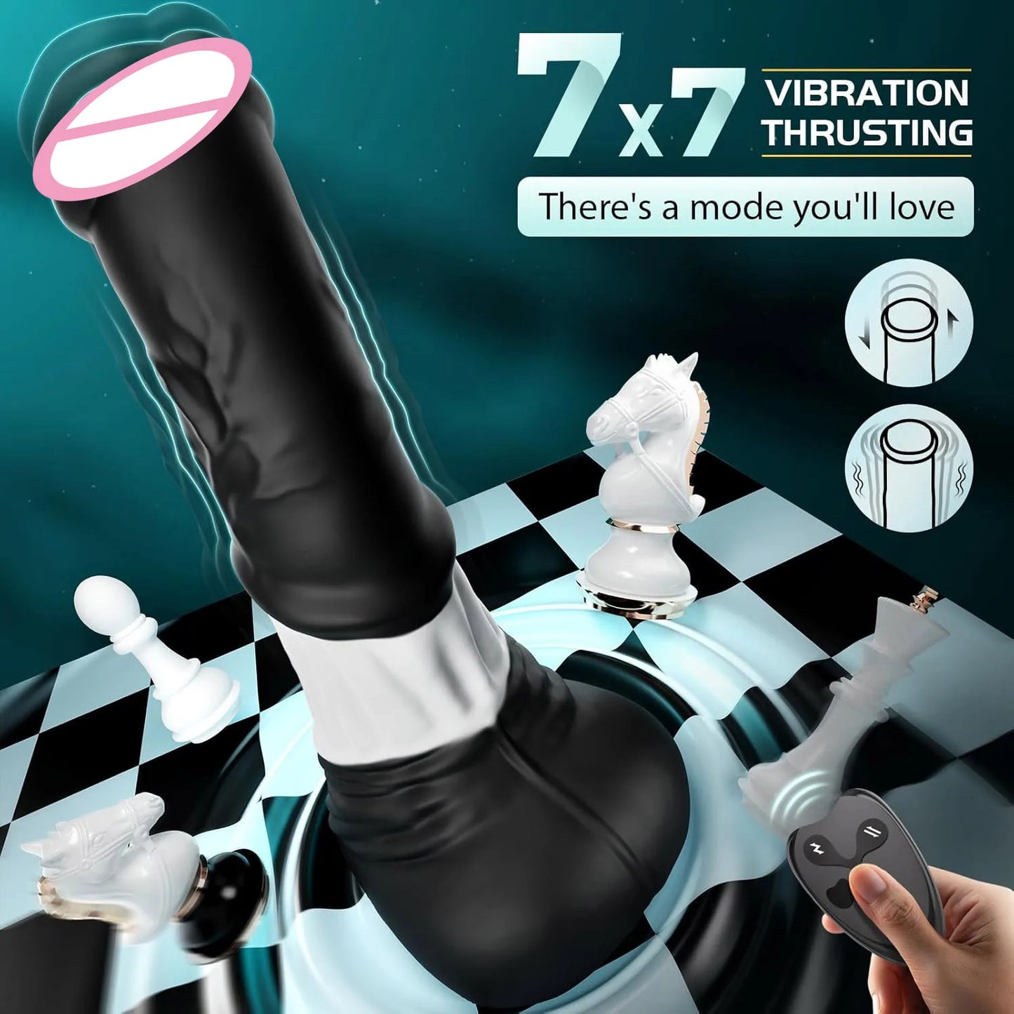 HESEKS 4IN1 Thrusting Horse Dildo Vibrator Big Monster Dildos with Remote Control Anal Stimulator Female Masturbator for Women