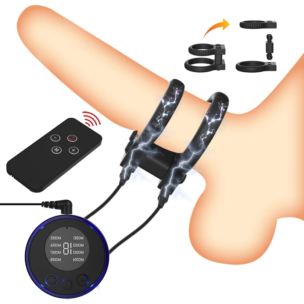 Sex Toys for Men Glans Vibrator Penis Trainer Ring Electro Shock Penis Massager Vibrators Delayed Ejaculation Penis Vibrator