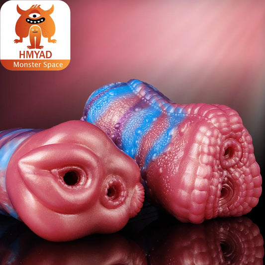 HMYAD Men Masturbator Silicone Sex Toy For Adult 18+ Anal Vaginal Dual Channel Penis Stimulator Massager Pussy Fetish