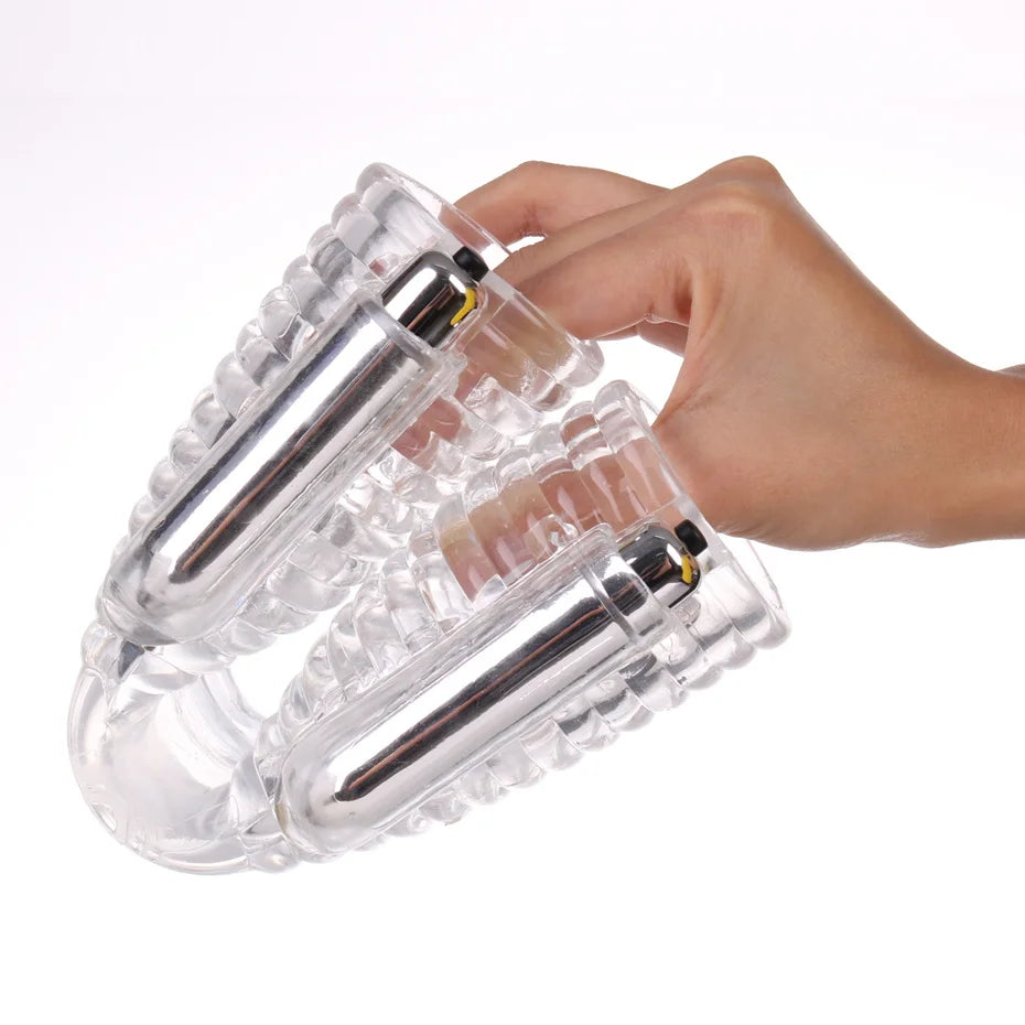 With 2 Vibrator Caps Male Gay Masturbator Men Penis Massager Delay Lasting Trainer Adult Sex Toy For Couple artificial vagina