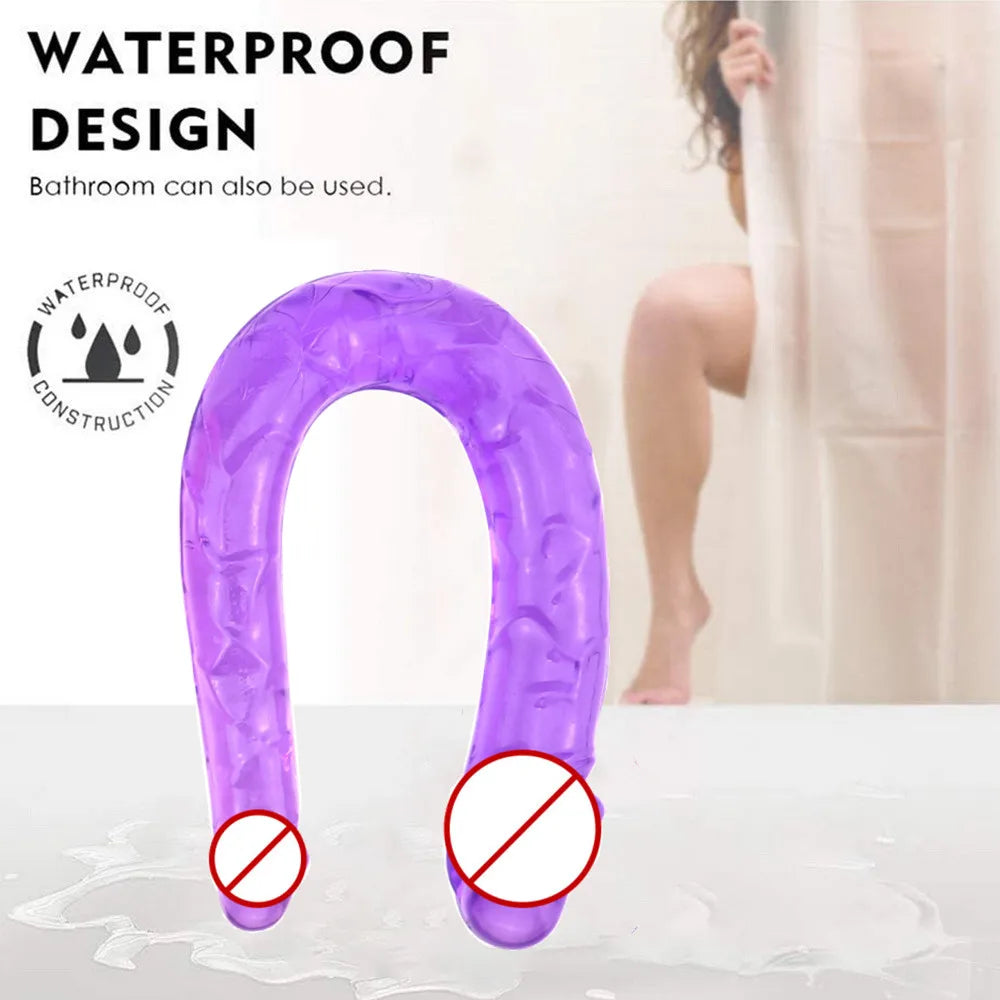 Double Head Dildos Realistic Penis Dildo Flexible Soft Crystal Jelly Dildo Sex Toys for Woman Big Penis G-spot Anal Stimulator