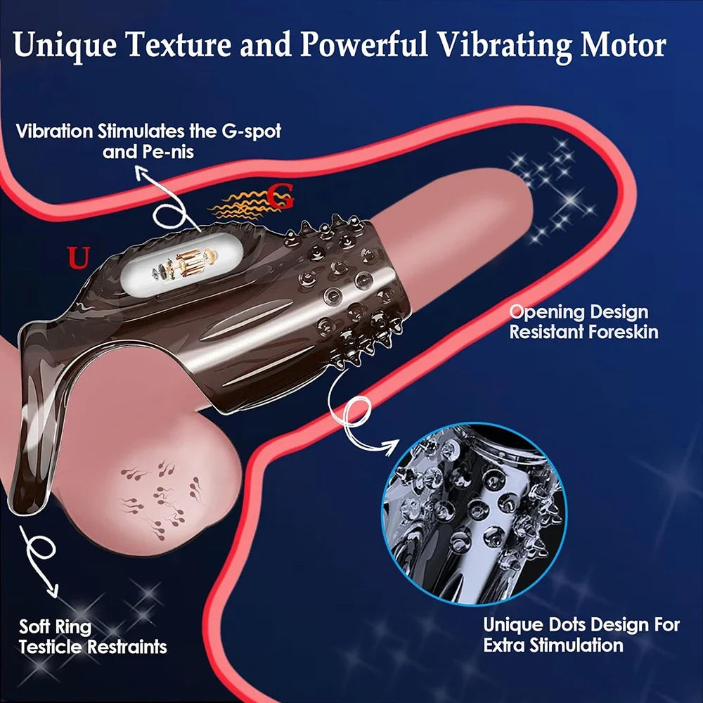 Vibrating Cock Ring for Men Silicone Penis Vibrator Intense Mens Vibrator Longer Harder Stronger Erection Adult Sex Toy for Men