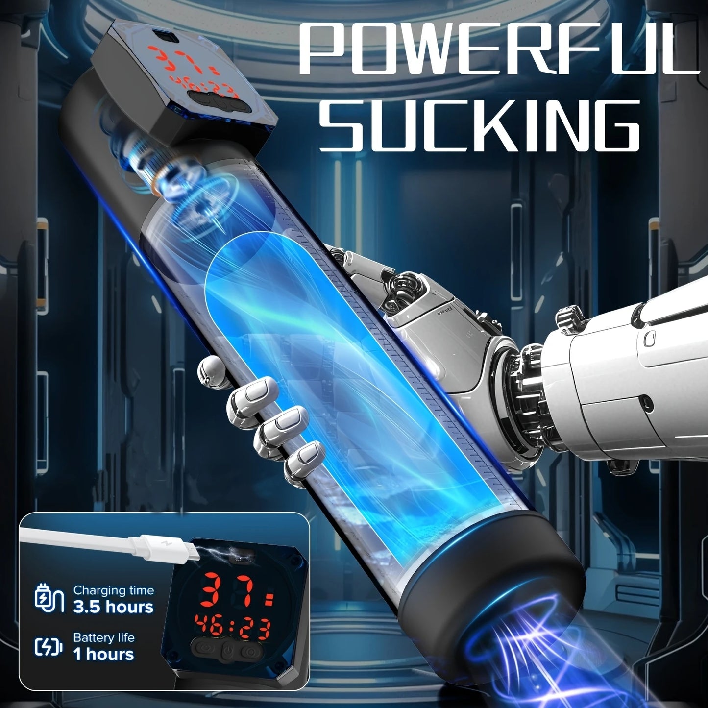 Sex Toys For Men  Powerful Sucking Modes LCD Display Electric Vacuum Penis Enlargement Extend Training Pump For Men Adult Toys