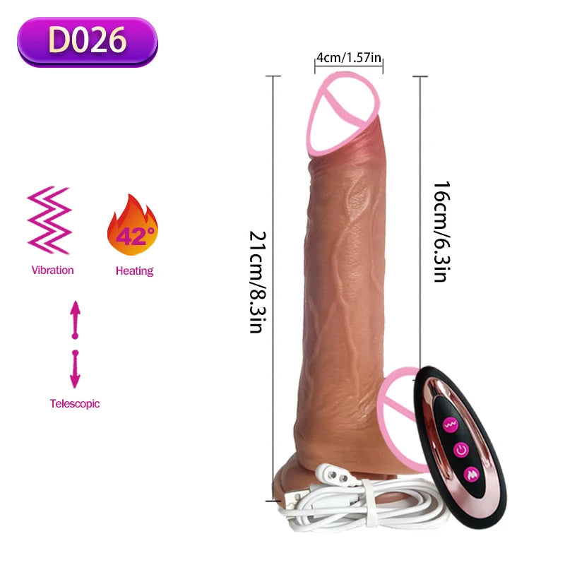 Realistic Vibration Dildo Telescopic Penis Anal Plug Vibration Female Suction Cup Masturbation Sexmachine Sex Toys For Women 18+