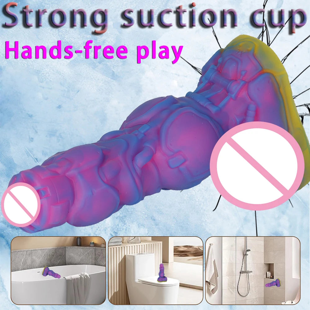 8.66-inch dog wolf dildo made of silicone, with large tubercle suction cup, suitable for G-spot male and female couples