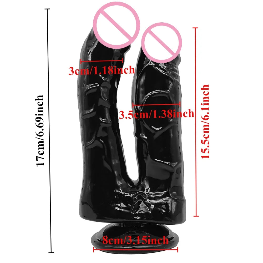 Double Dildos Female Masturbation Double Vagina  Anus Big Penis G-spot Strong Suction Cup,suitable for Female Couples Sex Toy18+