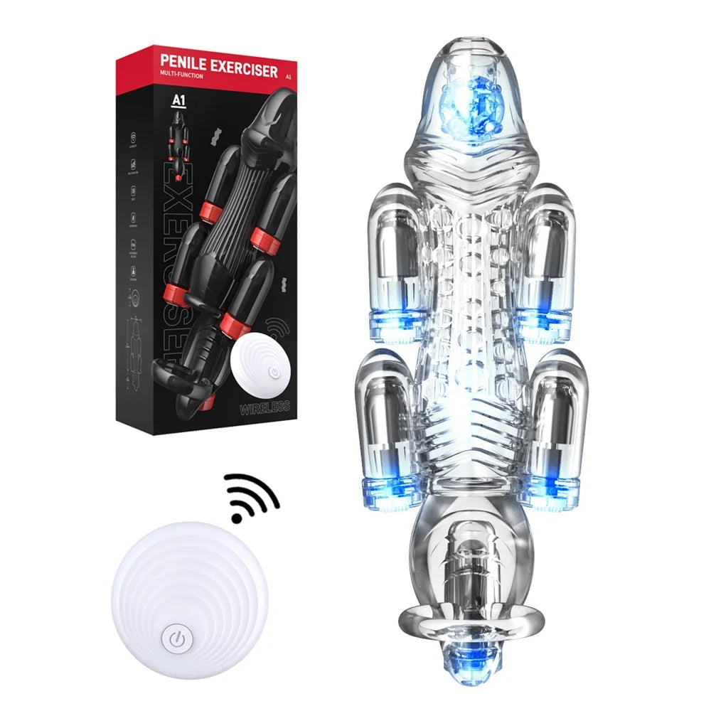 Sex Toy For Men Penis Vibrators Male Masturbation Adult Glans Trainer Male Delay Lasting Trainer 6 Powerful Bullet Vibrators