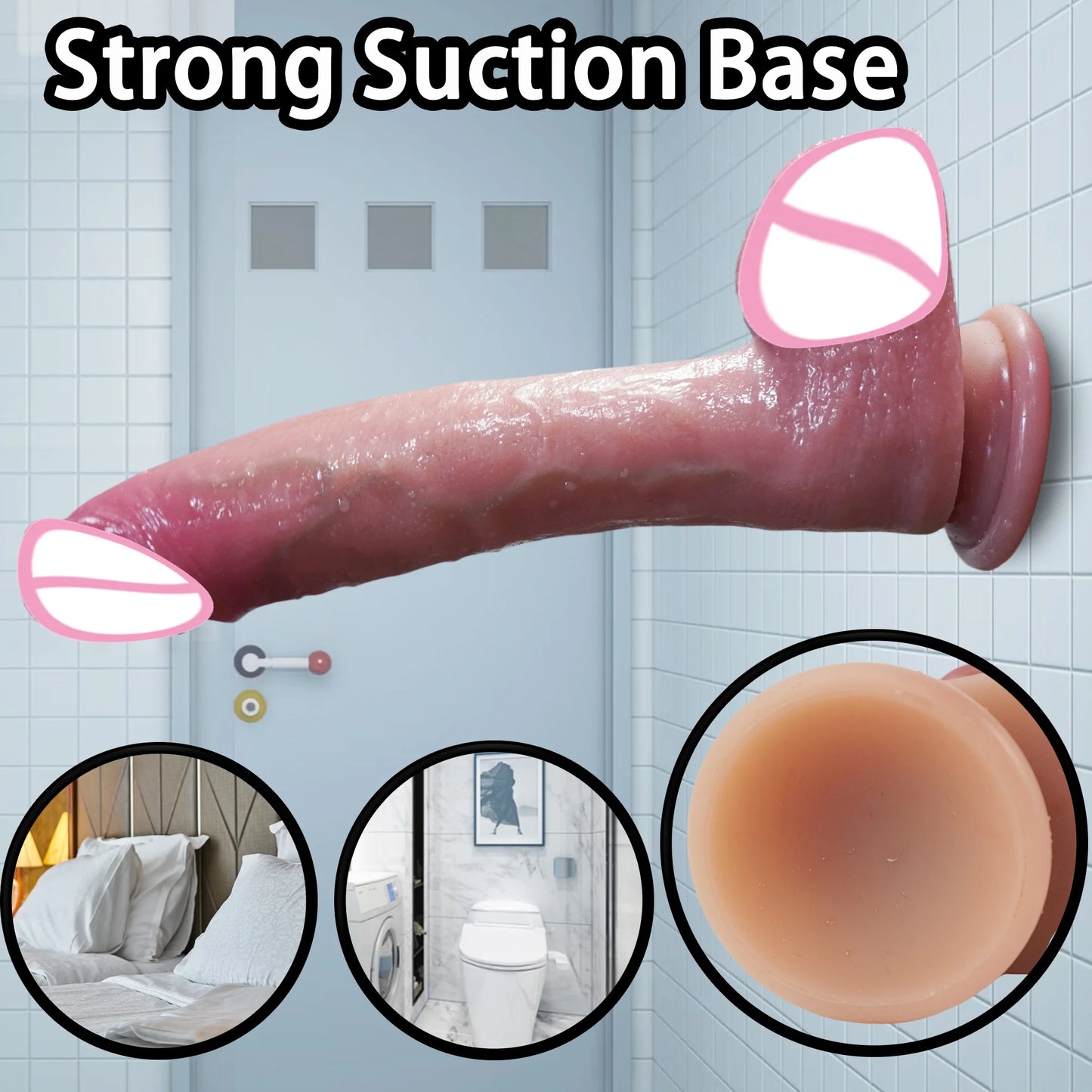 9.65 Inch Realistic Dildo for Women – Liquid Silicone, Waterproof, Suction Cup Base, Soft Skin Texture, Adult Toy, Drop Shipping