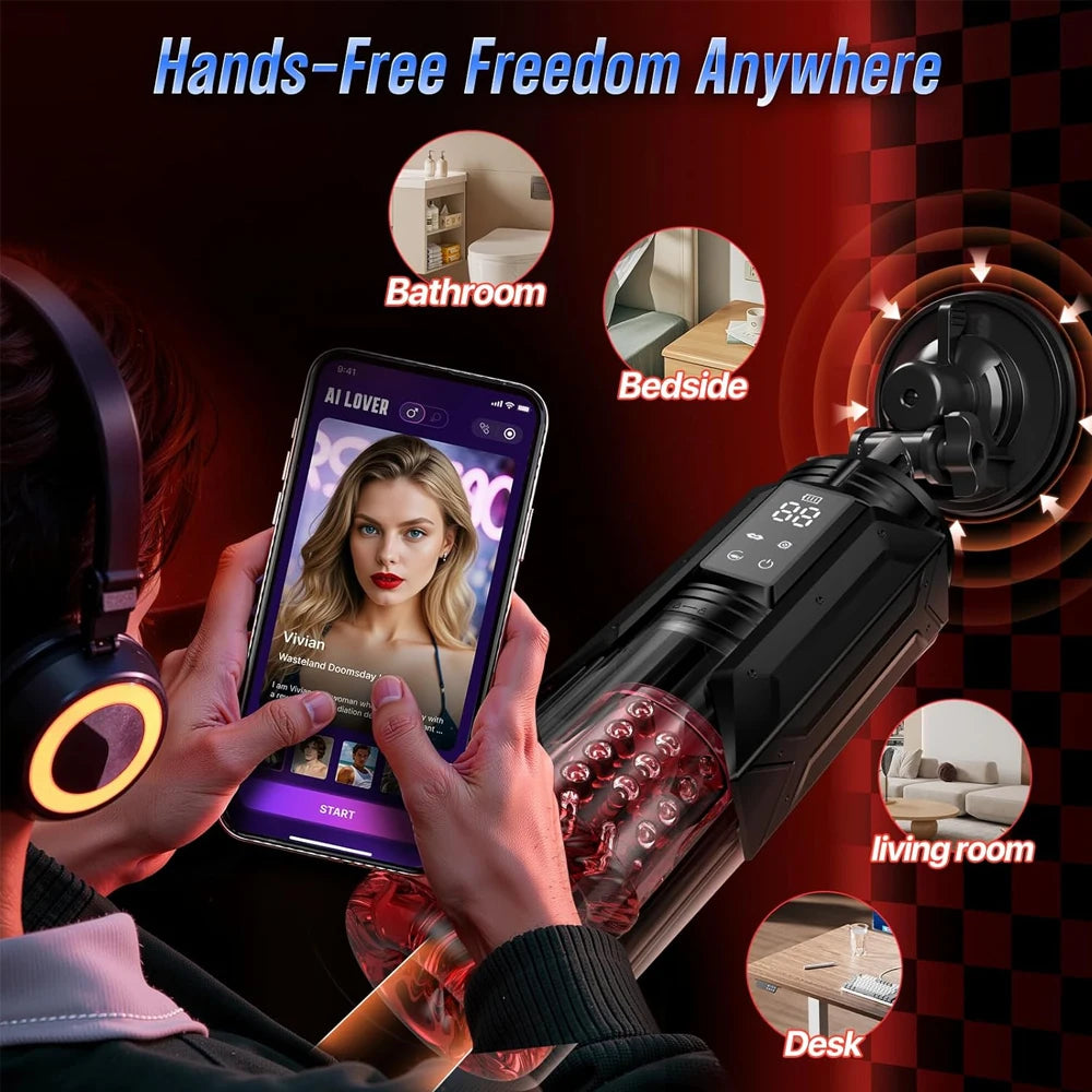 Male Sex Toys for Men with Upgrade 7 Vacuum Pump & 7 Thrusting Rotating Vibrating Sucking Licking LCD Adult Toys Mens Sex Toys