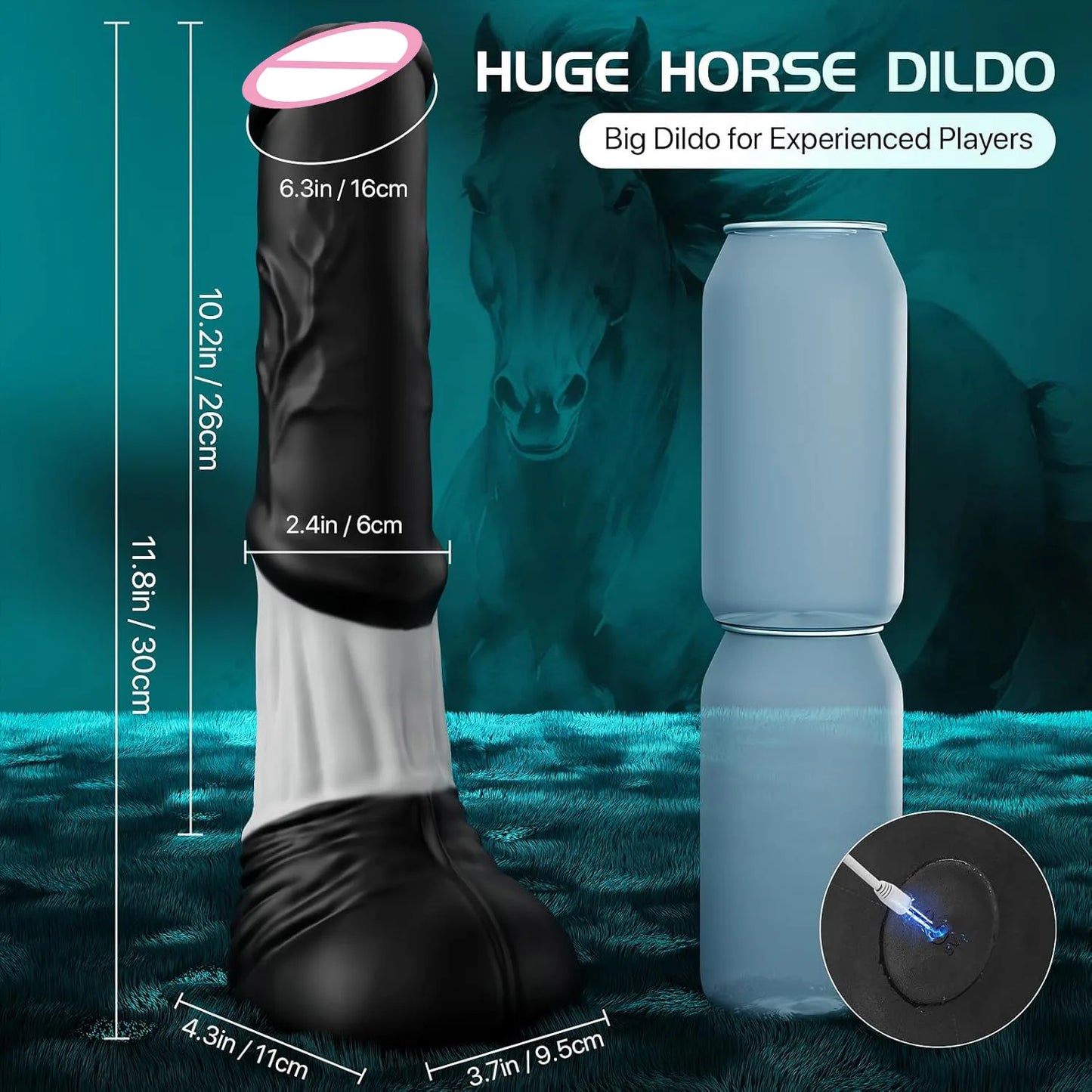 HESEKS 4IN1 Thrusting Horse Dildo Vibrator Big Monster Dildos with Remote Control Anal Stimulator Female Masturbator for Women