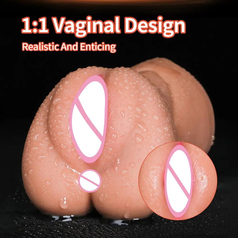 3-in-1 Realistic Male Masturbator Vaginal/Oral/Anal Silicone Toy with Suction Vibration, Hands-Free Sex Cup for Men