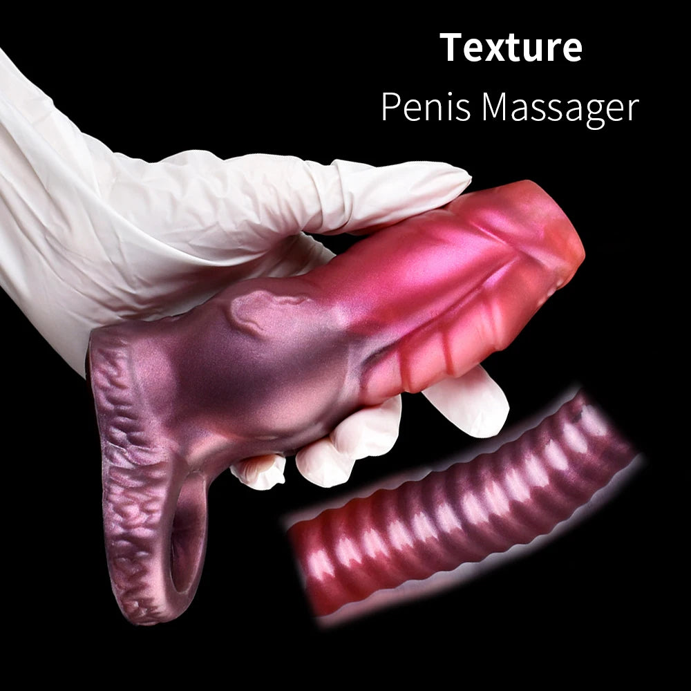 YOCY Silicone Penis Sleeve S,M,L Size Open-ended Animal Dildo Sheath Texture Massager Sex Toy For Men Women
