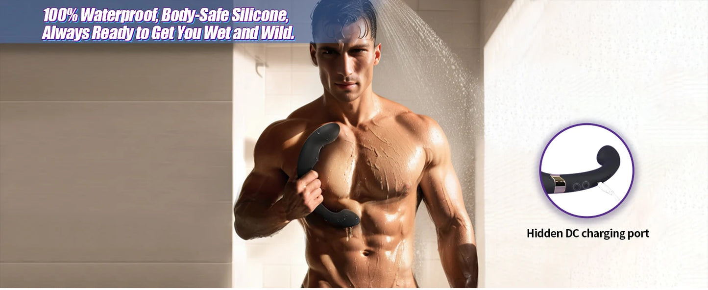 Male Anal Sex Toys Prostate Massager Vibrator for Men Gay Tapping Vibrating Curved Anal Dildo Butt Plug for Men Women Couples