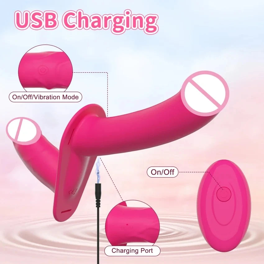 Double Penis Vibrator Dual Ended Strap on Elastic Harness Belt Strap On Dildo Adult Sex Toys for Woman Couples Anal Soft Dildos