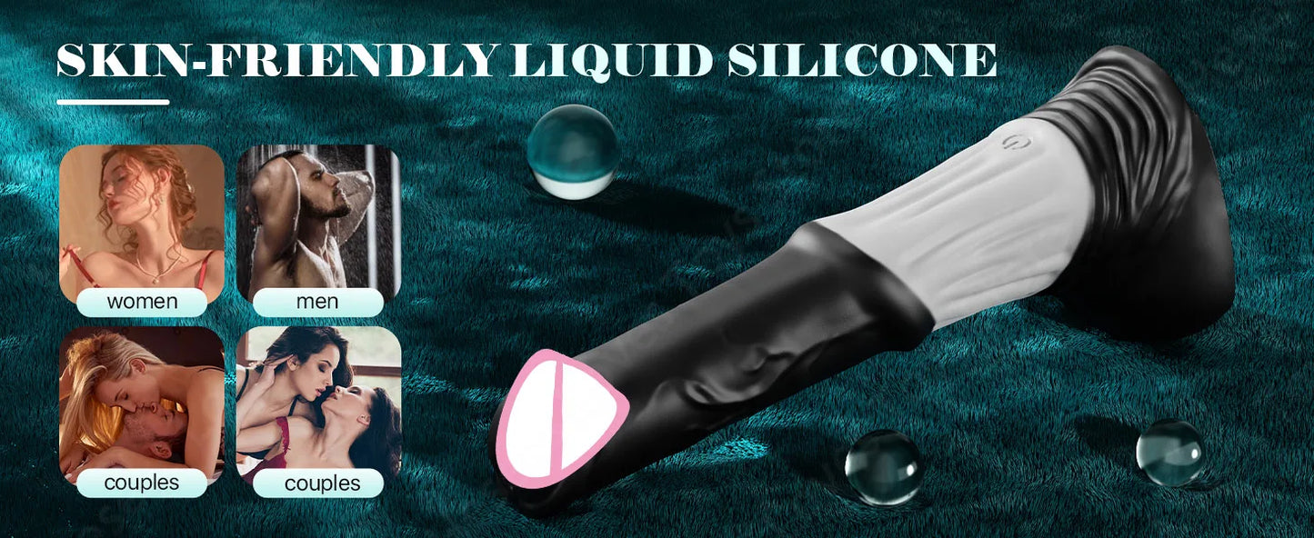 HESEKS 4IN1 Thrusting Horse Dildo Vibrator Big Monster Dildos with Remote Control Anal Stimulator Female Masturbator for Women