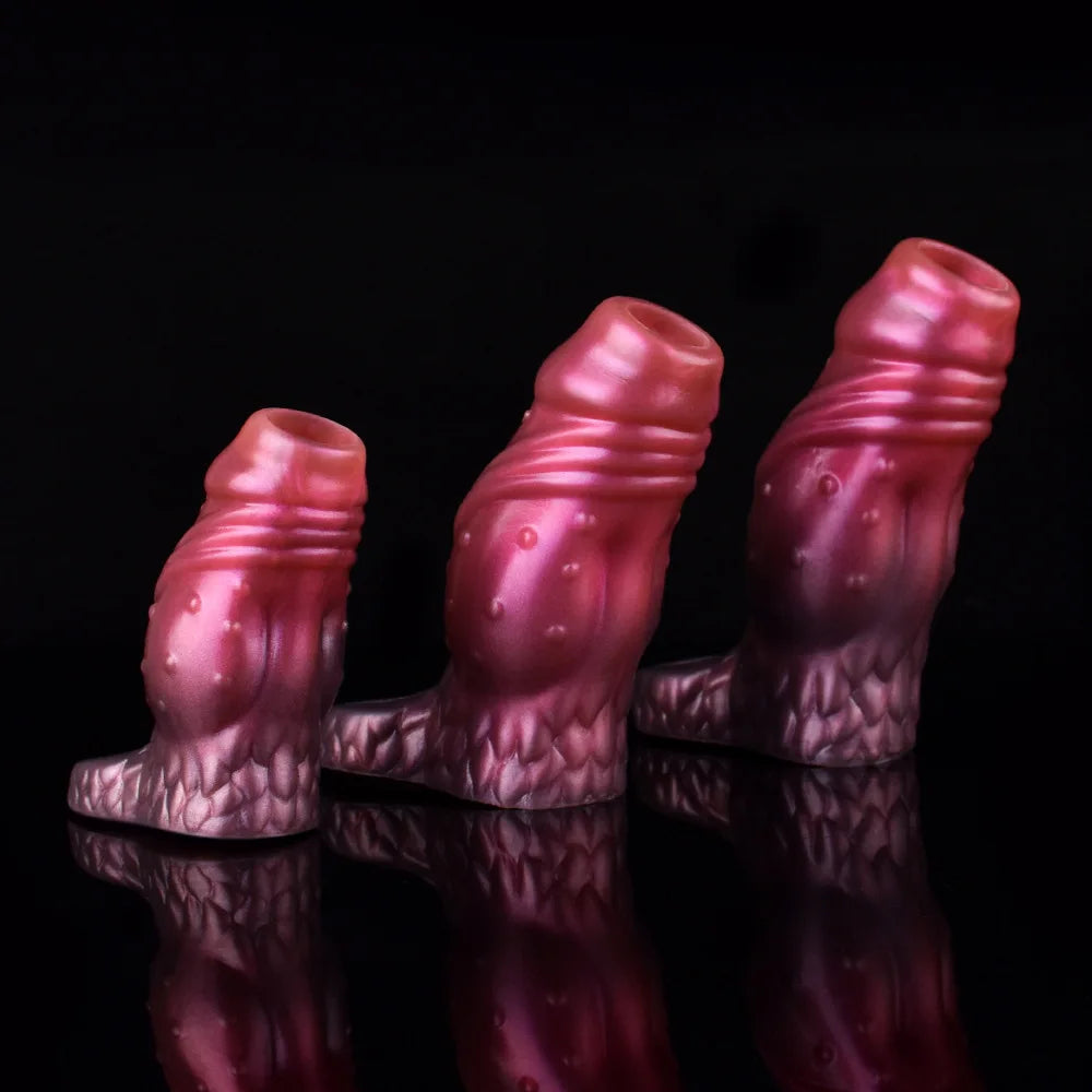 YOCY Silicone Penis Sleeve S,M,L Size Open-ended Animal Dildo Sheath Texture Massager Sex Toy For Men Women