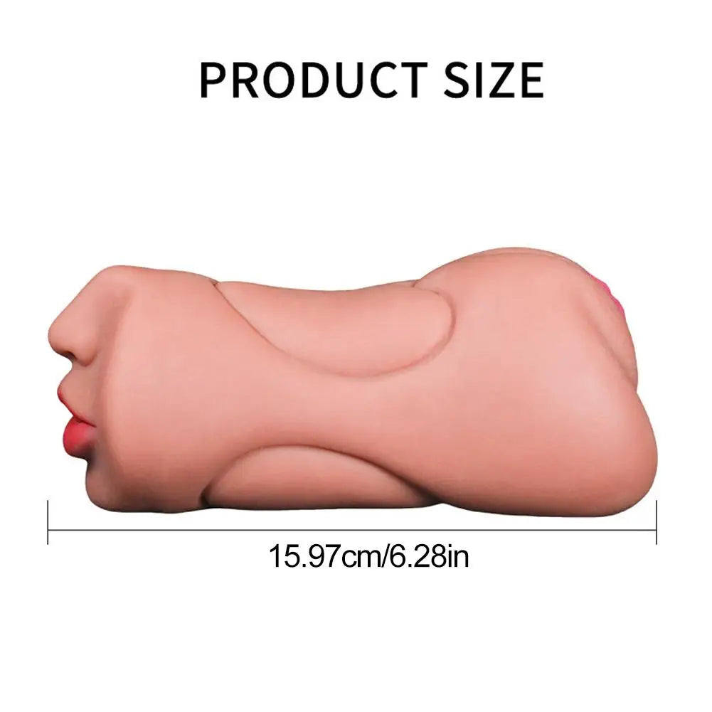 3-in-1 Realistic Male Masturbator Vaginal/Oral/Anal Silicone Toy with Suction Vibration, Hands-Free Sex Cup for Men