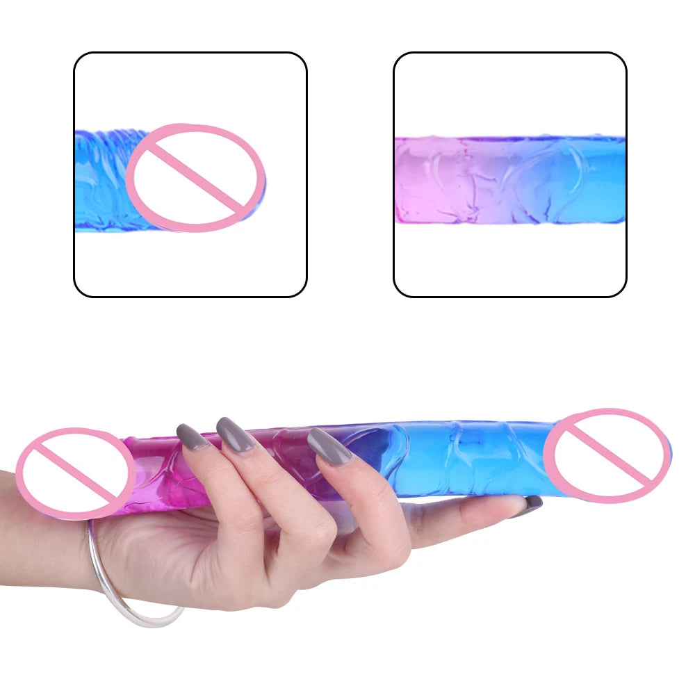 Double Ended Realistic Dildo Flexible Dildos Long Dong for Double Sided Anal Play G-spot Stimulator Sex Toys for Women Couple