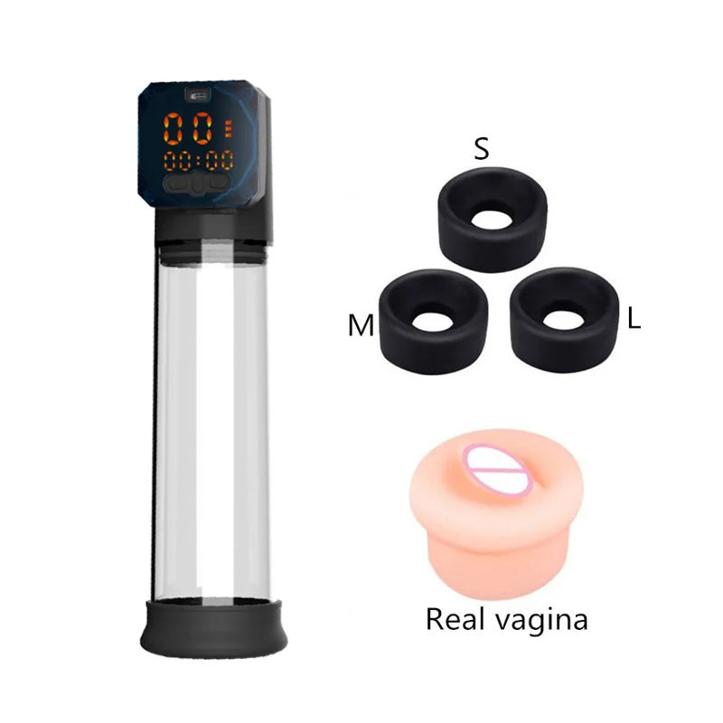 Sex Toys For Men  Powerful Sucking Modes LCD Display Electric Vacuum Penis Enlargement Extend Training Pump For Men Adult Toys