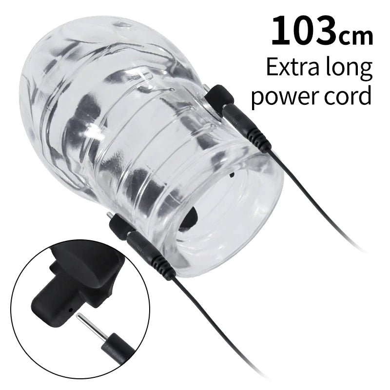 Electro Shock Penis Massager Vibrator Sex Toy for Men Glans Stimulate E-stim Penis Trainer Ring Delayed Ejaculation Penis Sleeve