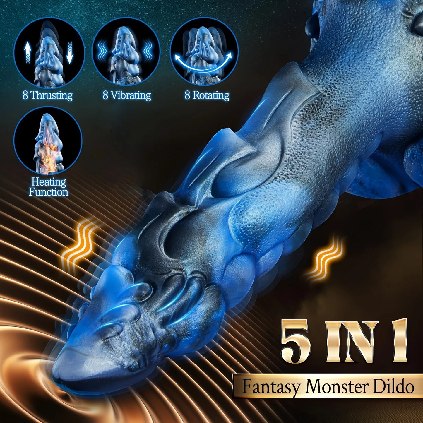 Dildo - Big Thrusting Dildo Sex Toys Vibrator, 5 IN1 Fantasy Monster Dildo With 8 Thrusting & Vibrations, 9.5" Huge Thick Dildos