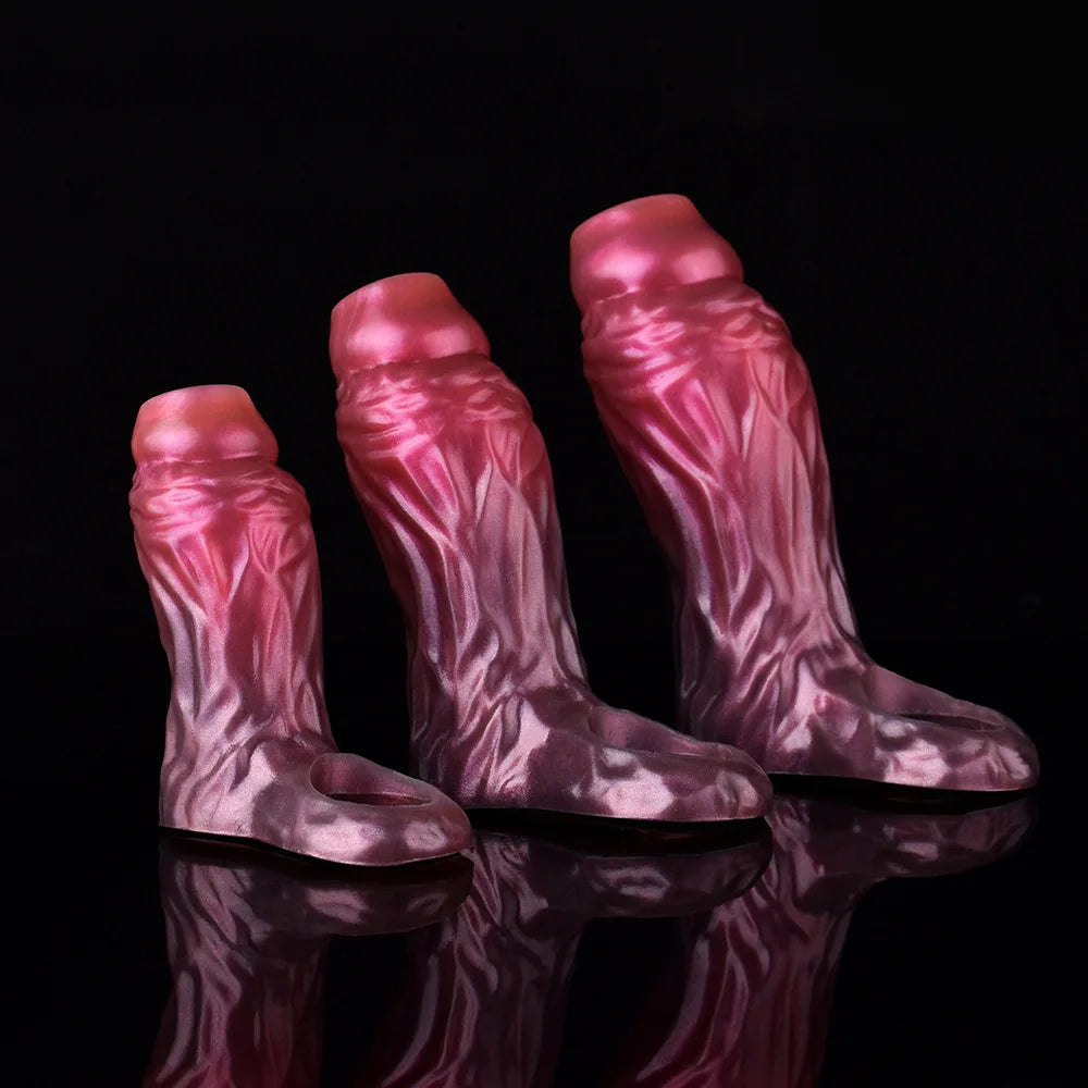 YOCY Silicone Penis Sleeve S,M,L Size Open-ended Animal Dildo Sheath Texture Massager Sex Toy For Men Women