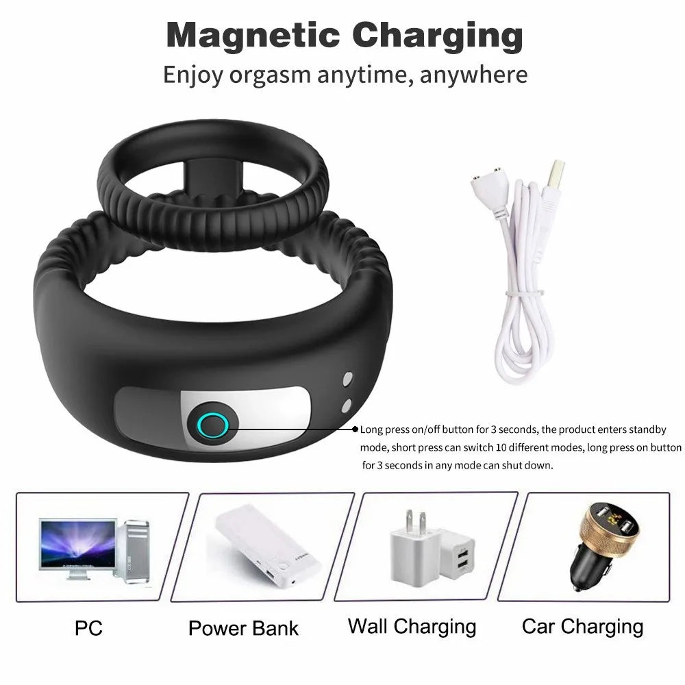 Vibrator Cock Ring Penis Cock Ring for Man adjustable Ejaculation Stimulator Sex Toy for Men Couple Ring Penis Toy for Adult 18