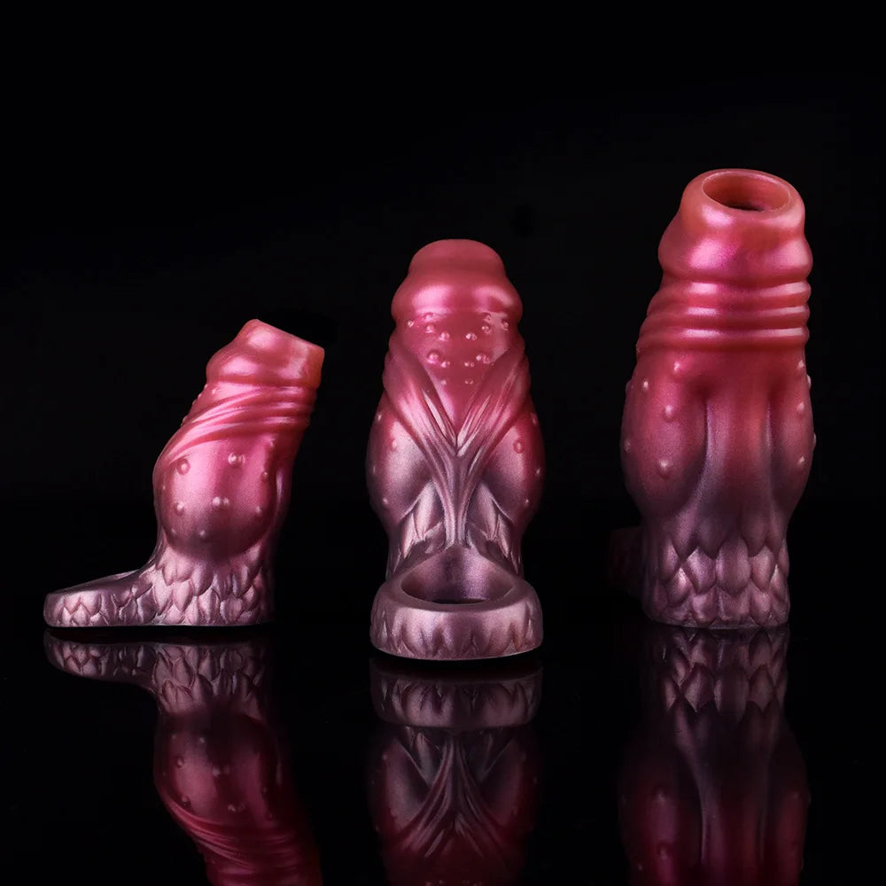 YOCY Silicone Penis Sleeve S,M,L Size Open-ended Animal Dildo Sheath Texture Massager Sex Toy For Men Women