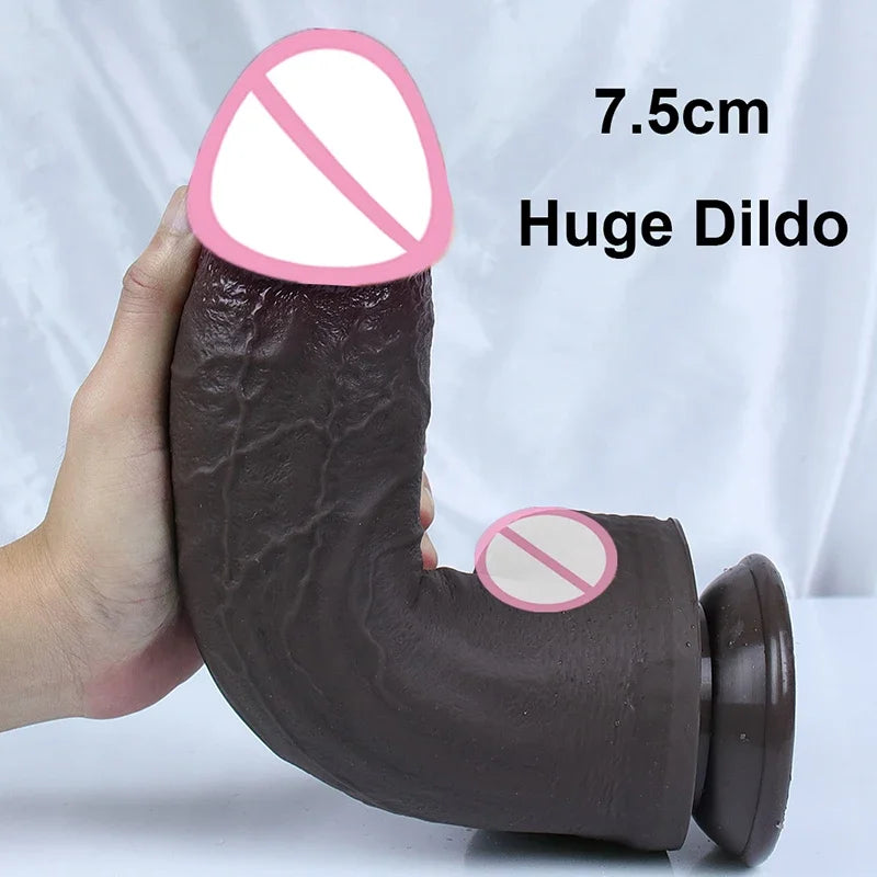7.5cm Huge Dildo Realistic Soft Penis Thick Dick Sexy Cock Suction Cup Adults Anal Sex Toys For Women Vagina Strapon Masturbator