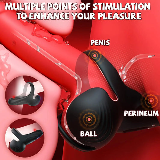 HESEKS Penis Cock Ring Vibrator Sex Toys for Men Testicle Stimulator with 10 Vibrations Male Adult Supplies Sexy Toy for Couples