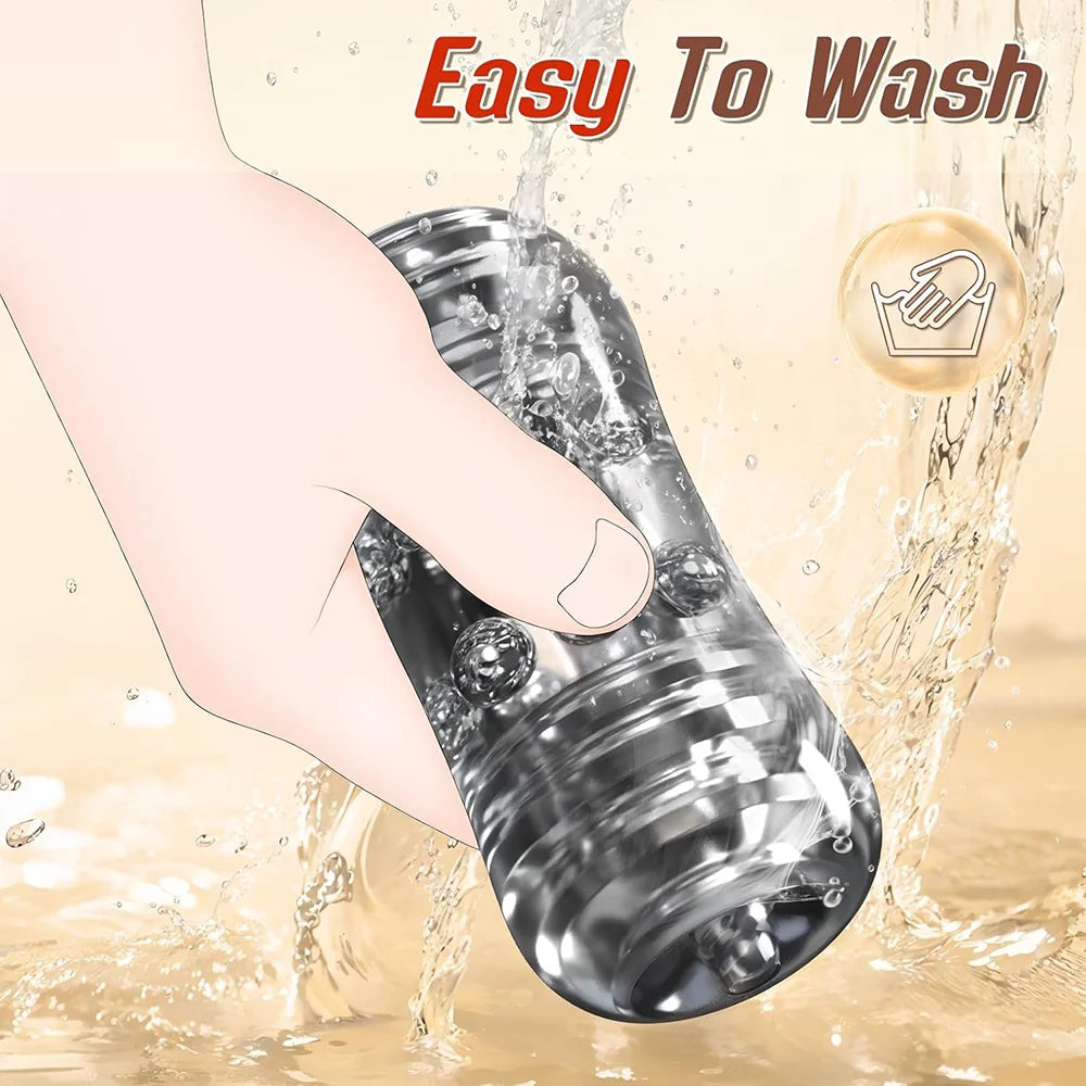 Manual Male Masturbator with 12 Extruded Beads,3D Realistic Pocket Pussy Sleeve Stroker,Glans Trainer Stimulator,Sex Toy for Men