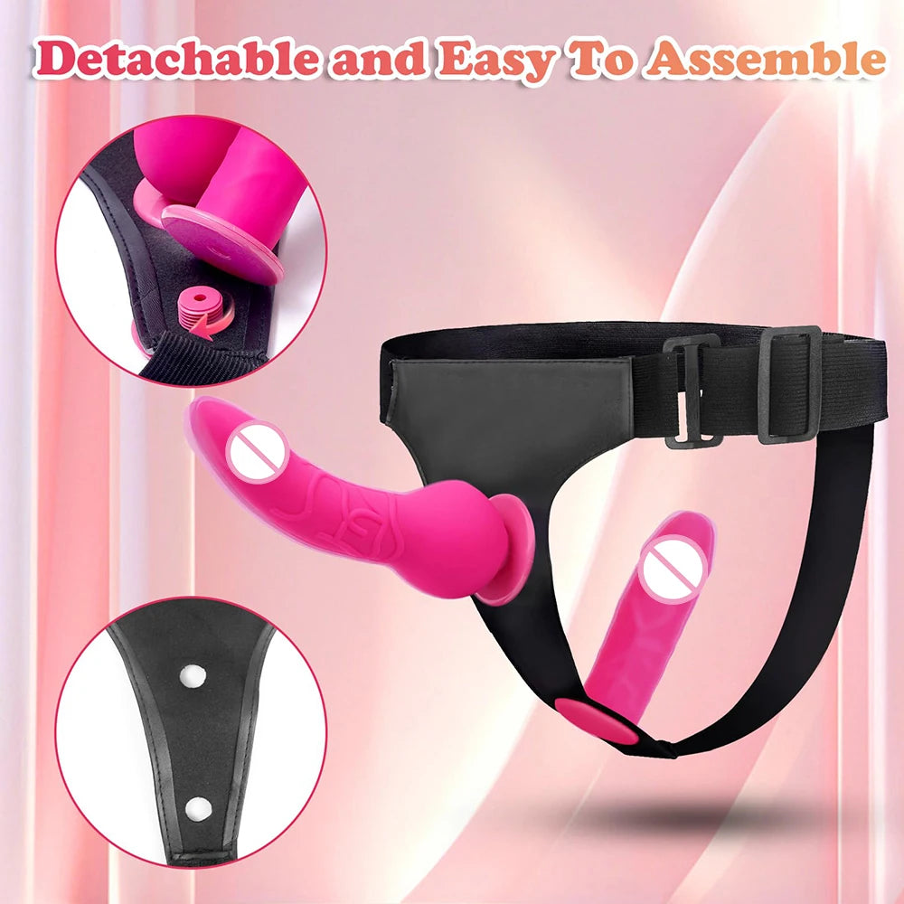 Double Strapon Dildo Dual Penetration Penis with Belt,Sexual Harness with Double Penis for Adults,Sexy You for Women Lesbian