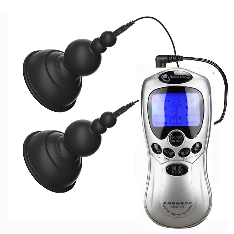 Powerful Breast Pump Sex Toy For Women Men Gay Electric Shock Pulse Breast Pump Vaginal Pump Electro Shock Orgasmic Masturbation