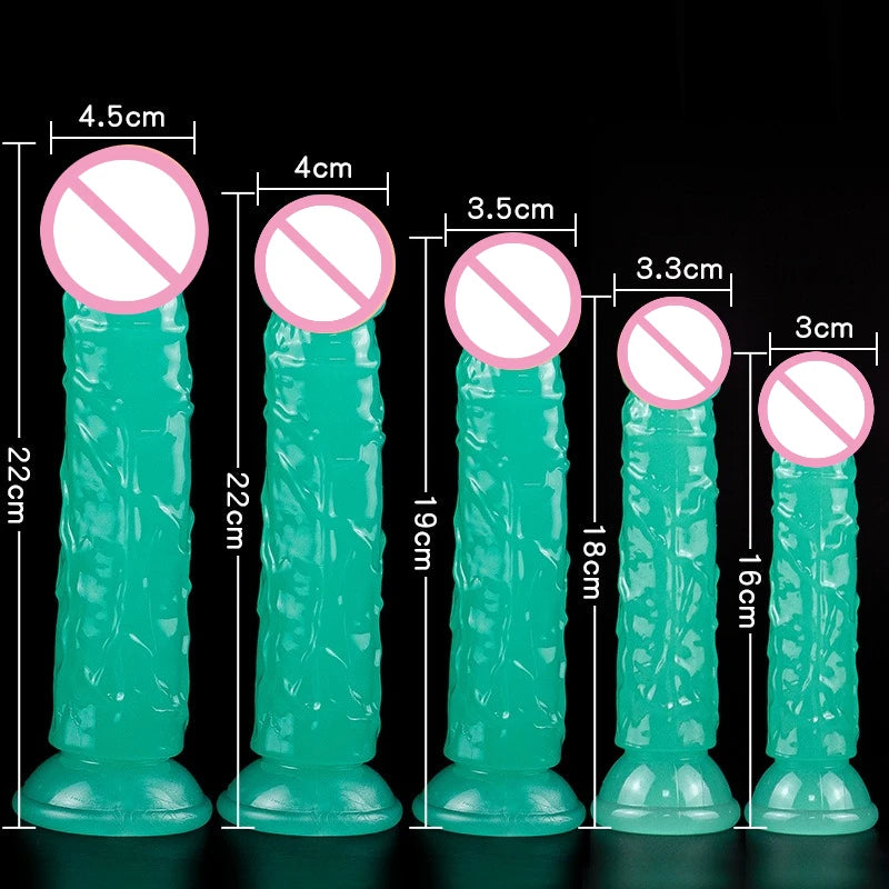 Green Dildos Glow in The Dark Realistic Penis Sex Toys for Women Masturbation Dick Orgasmic G-spot Anal Massager Butt Plug