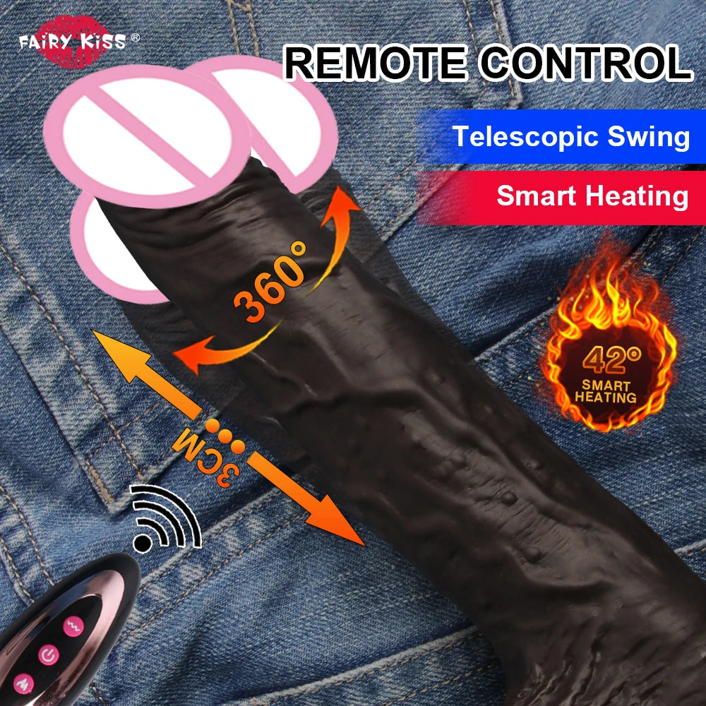 Penis Vibrator Realistic Black Dildo Sex Toy For Woman Telescopic Dick Toy Artificial Penis G Spot Vibator Thrusting Sexy Toy